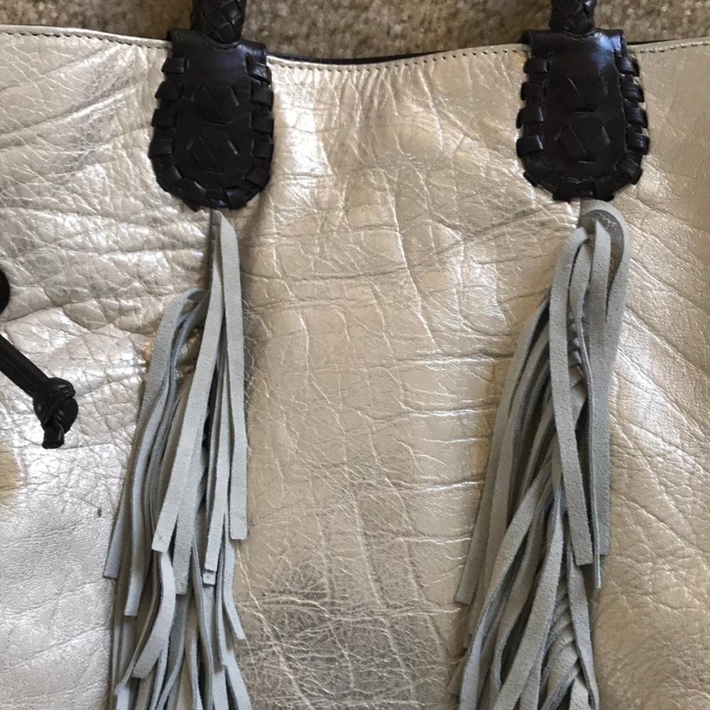 Chi by Falchi fringe metallic leather bag EUC - Picture 2 of 8